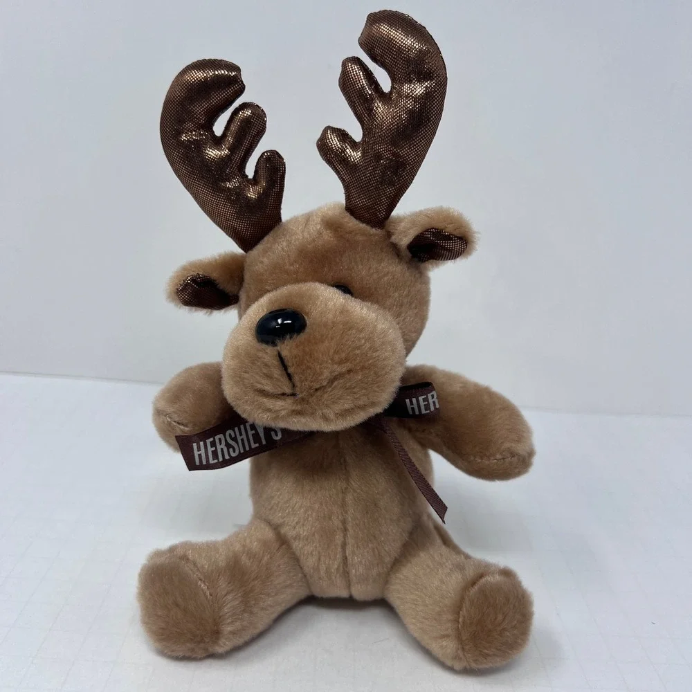 Galerie Hershey Reindeer 5 inch Brown Gold Metallic‎ Antlers Christmas Plush